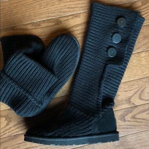 Ugg Cardy Crochet Boots size 8 Black
